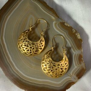 BoHo  Gold Filigree Hoop Earrings